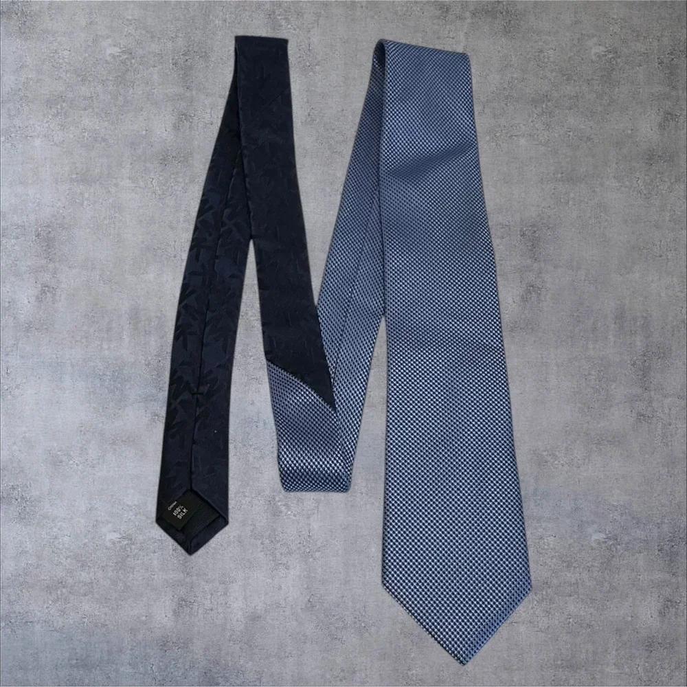 Michael Kors Necktie Lot‎ Mens OS Blue/Striped/Orange 3 Piece Silk Mixed Lot Set